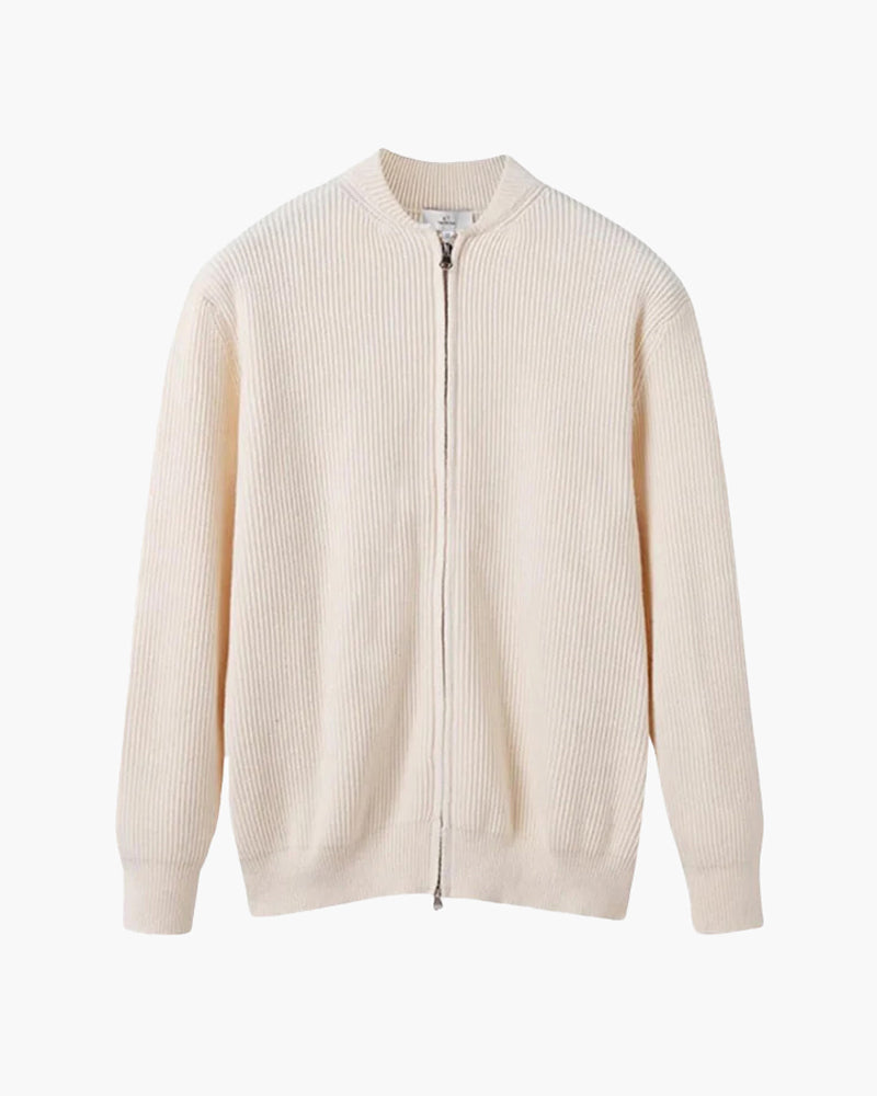 100% Cotton Ribbed Zip Cardigan