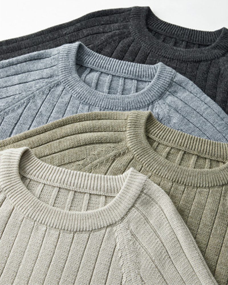 100% Premium Wool Ribbed Sweater