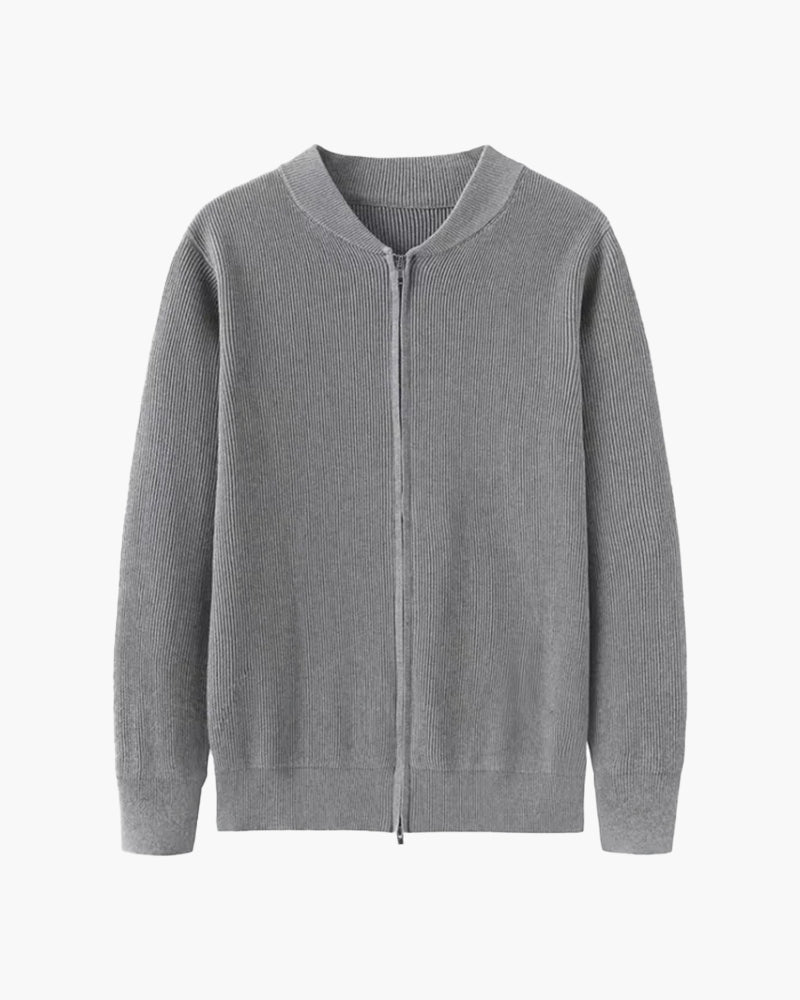 100% Cotton Ribbed Zip Cardigan