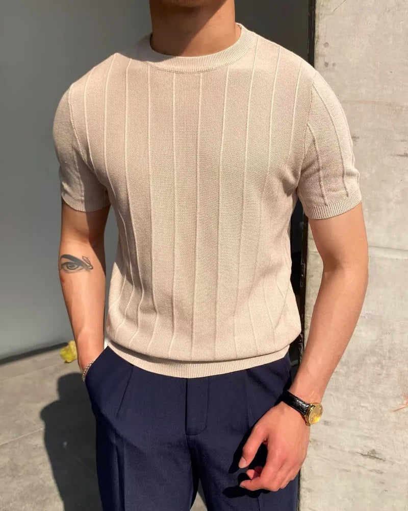 Cannes Ribbed Knit T-Shirt