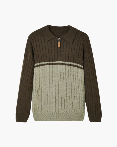 Premium Wool Half Zip Knit Sweater