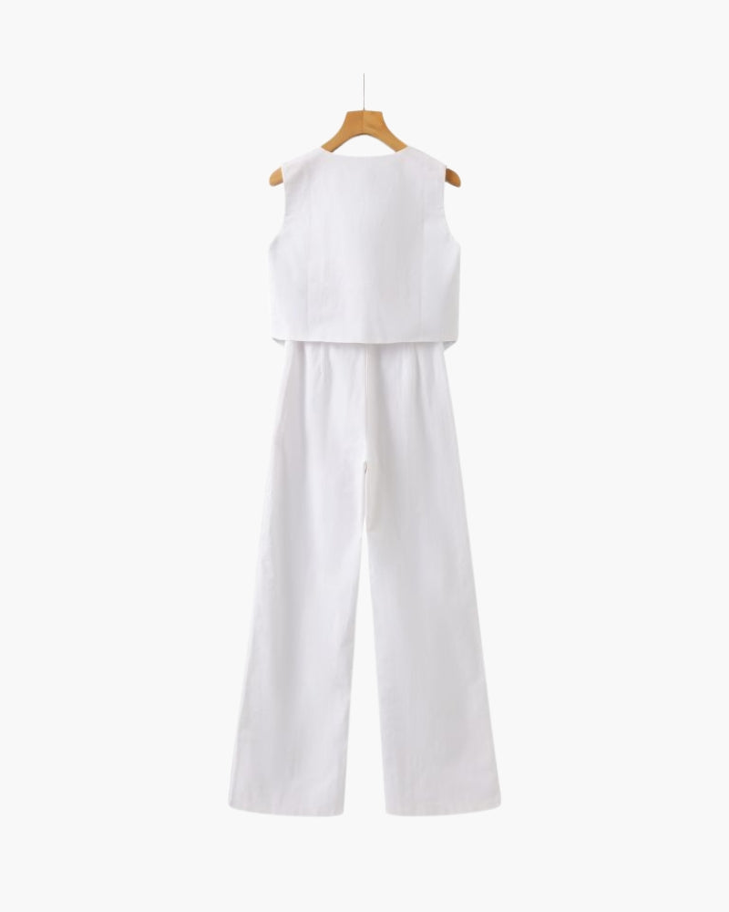 Classy Women's - Linen & Cotton Two-piece Set