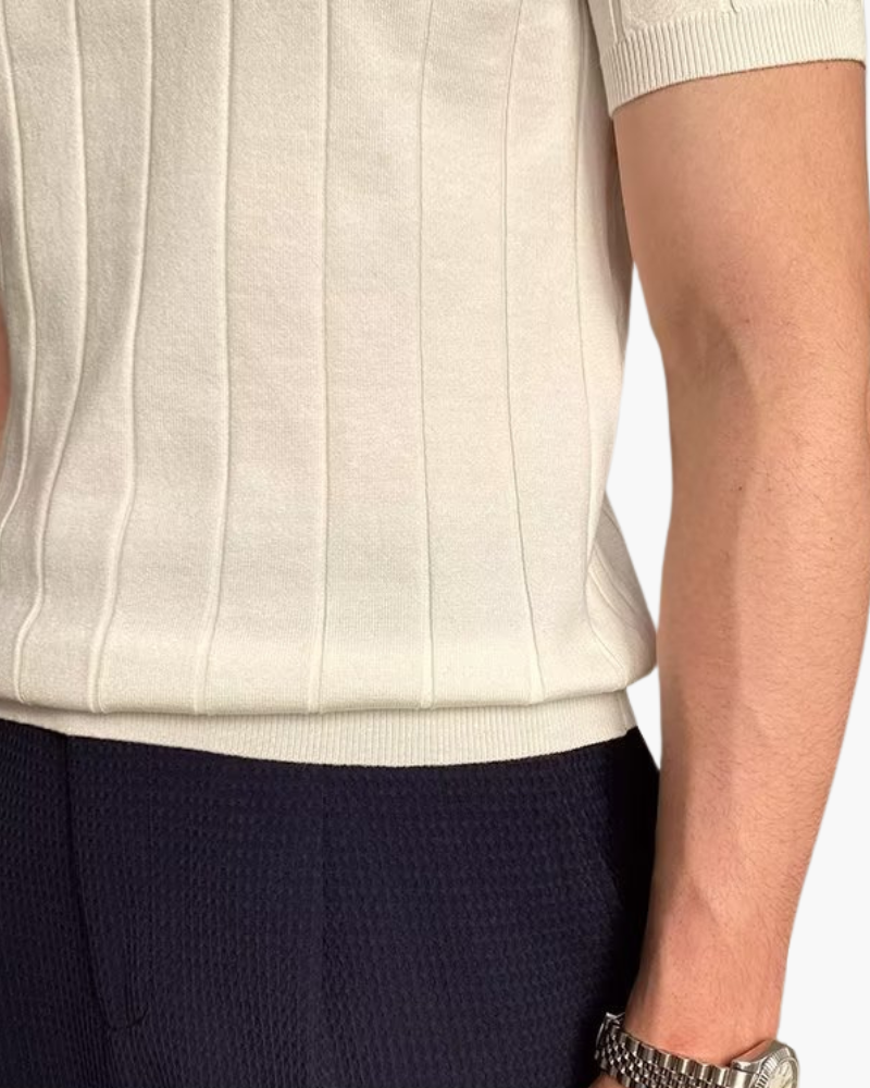 Cannes Ribbed Knit Cotton Polo