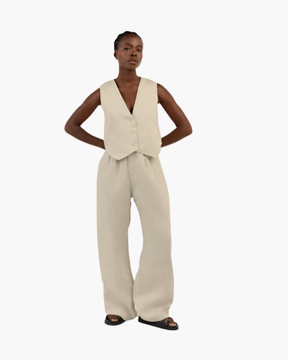 Classy Women's - Linen & Cotton Two-piece Set