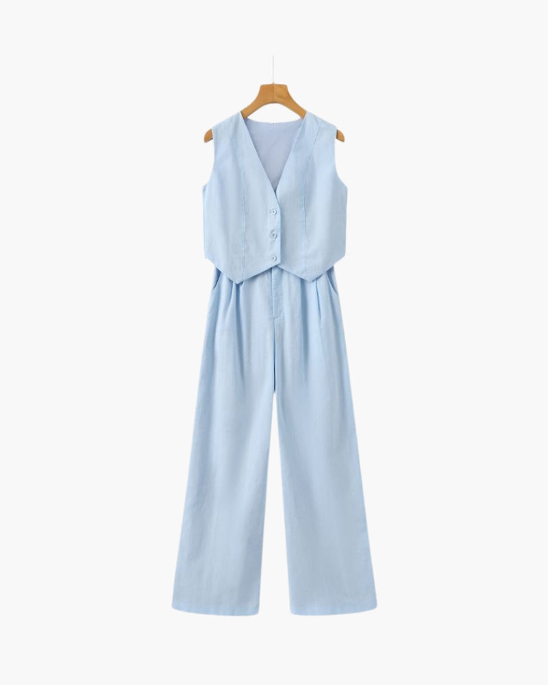 Classy Women's - Linen & Cotton Two-piece Set