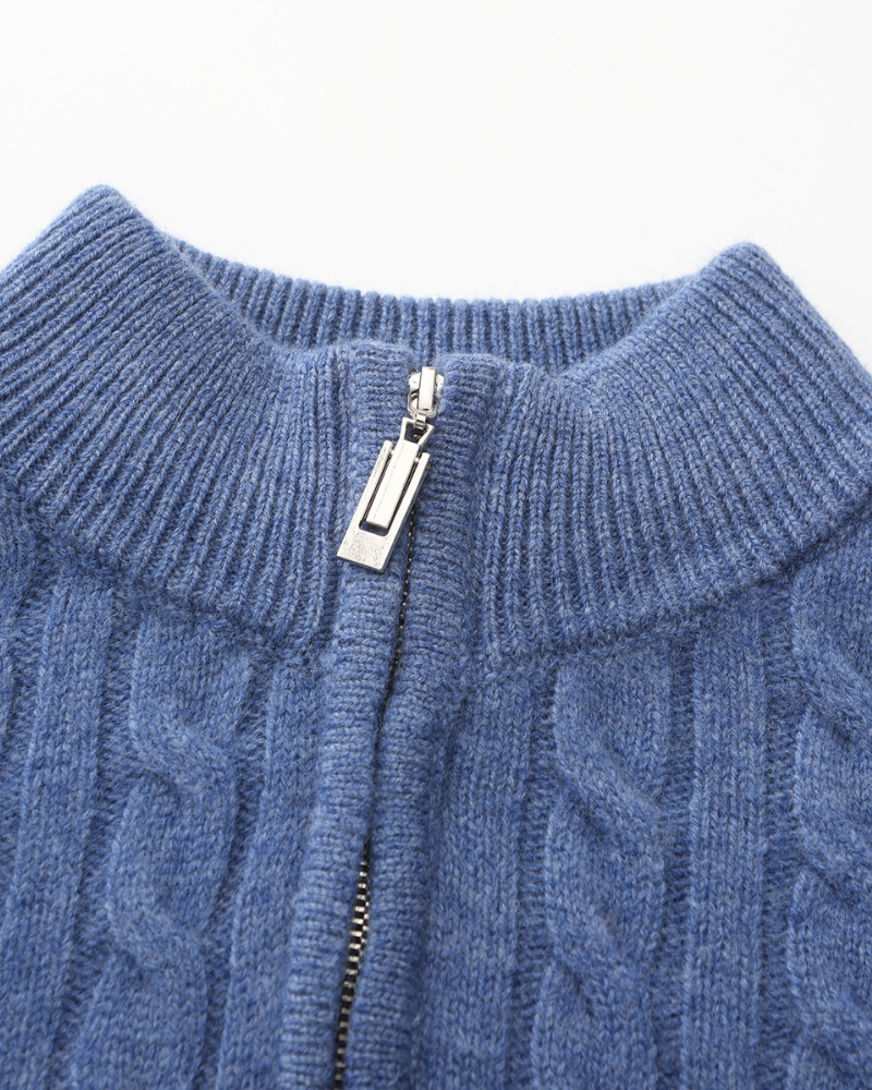 100% Cashmere Cable-Knit Half-Zip Sweater