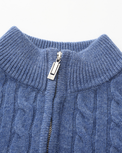 100% Cashmere Cable-Knit Half-Zip Sweater