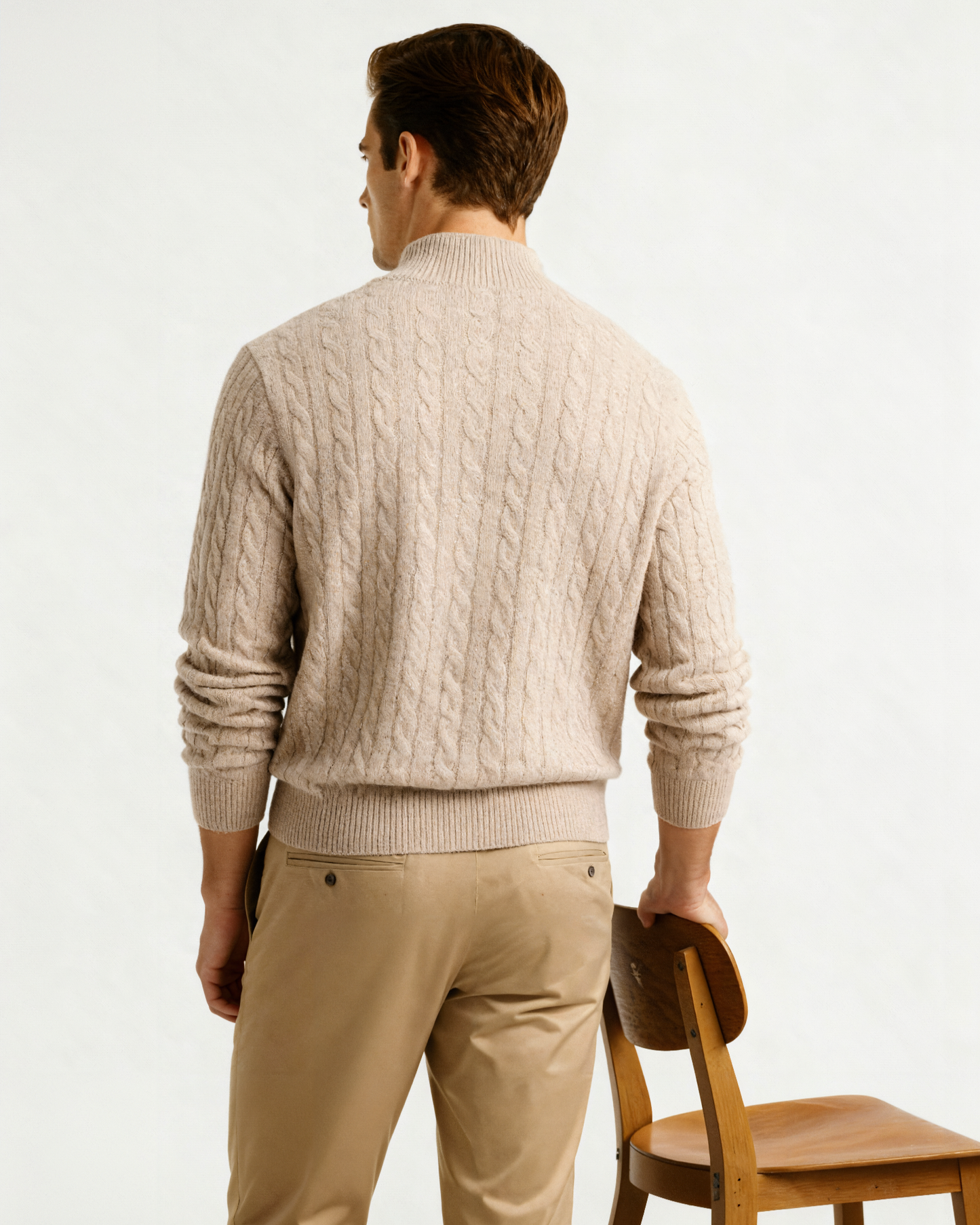 100% Cashmere Cable-Knit Half-Zip Sweater