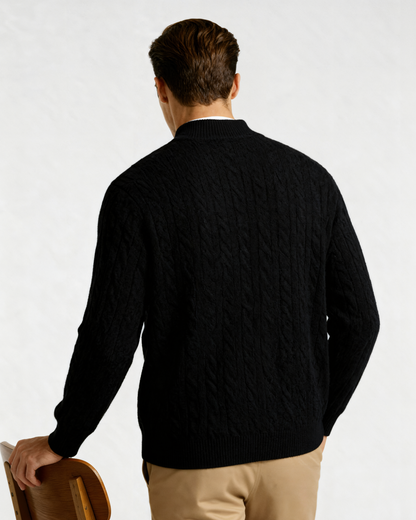 100% Cashmere Cable-Knit Half-Zip Sweater